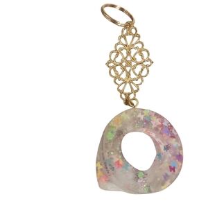 O Resin Alphabet Letter Keychain Sparkly Glitter Key Chain